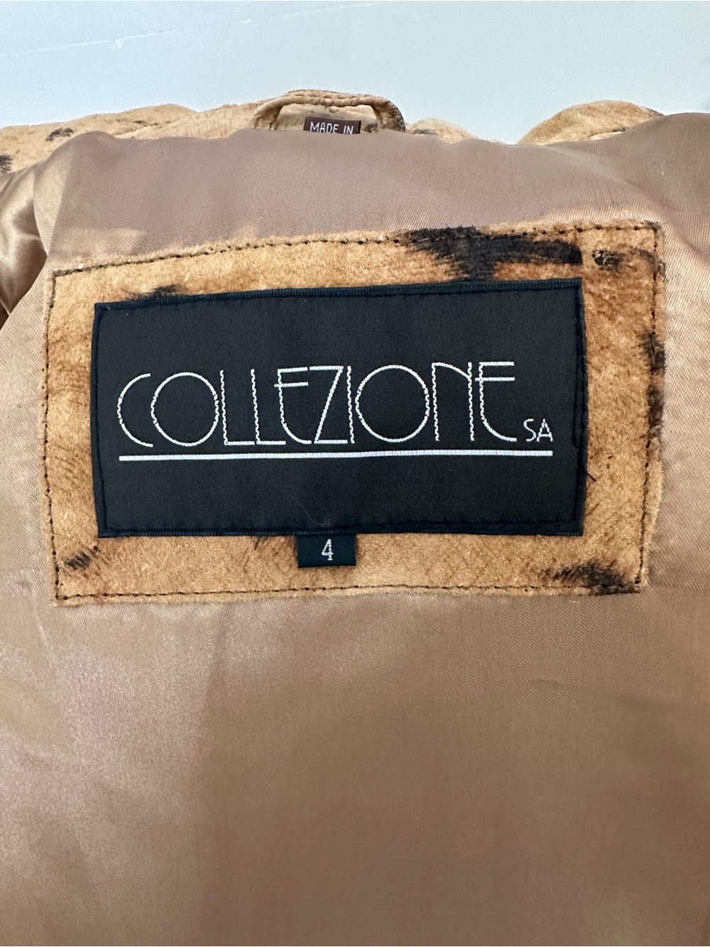 Collezione Tan Spotted Suede Leather Coat Size 4 - Picture 7 of 10